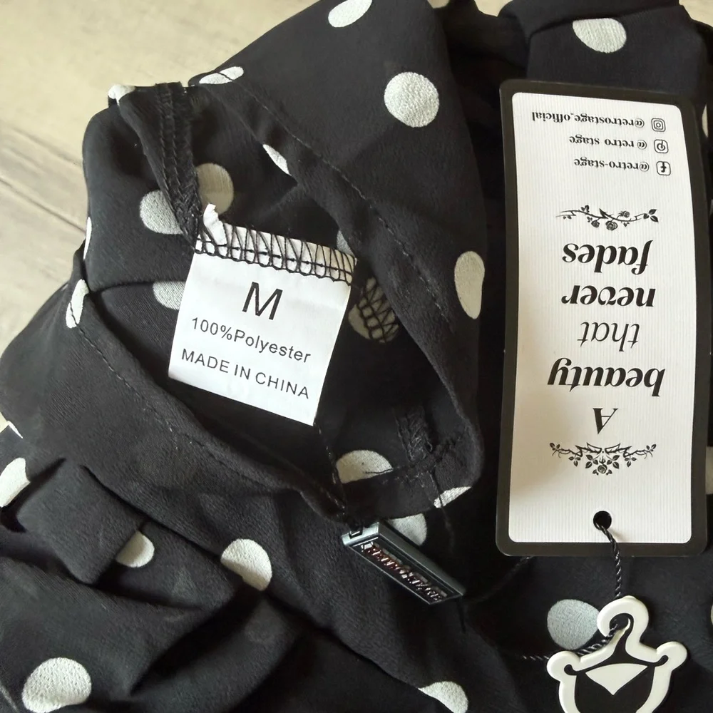 NWT! Retro Stage Black 1930’s Polka Dot Mermaid Dress. Size M - Picture 9 of 9